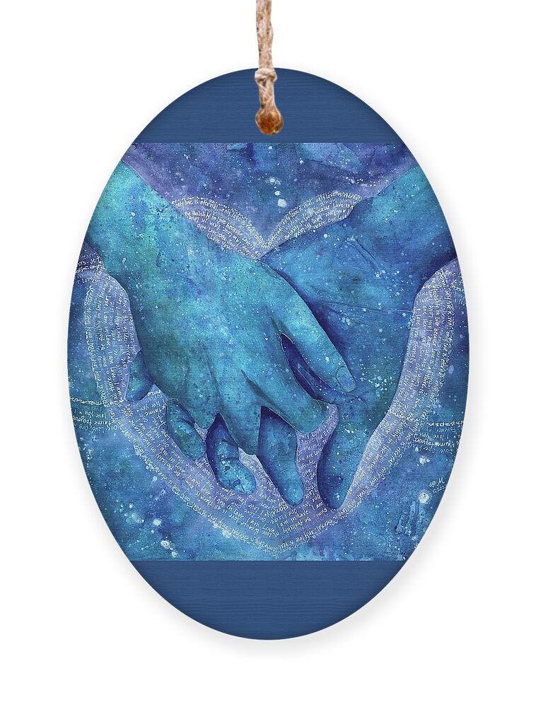 Holding Hands Ornament featuring the painting One Love by Michal Madison