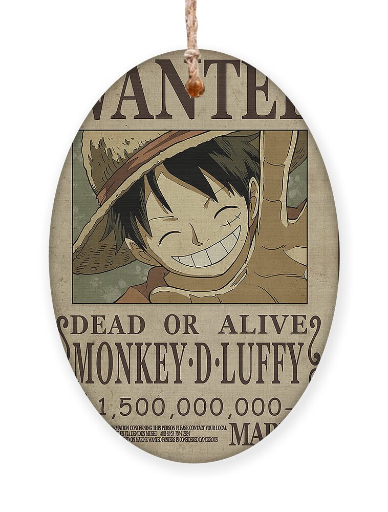 One Piece Wanted Poster - LUFFY Ornament by Niklas Andersen - Pixels Merch