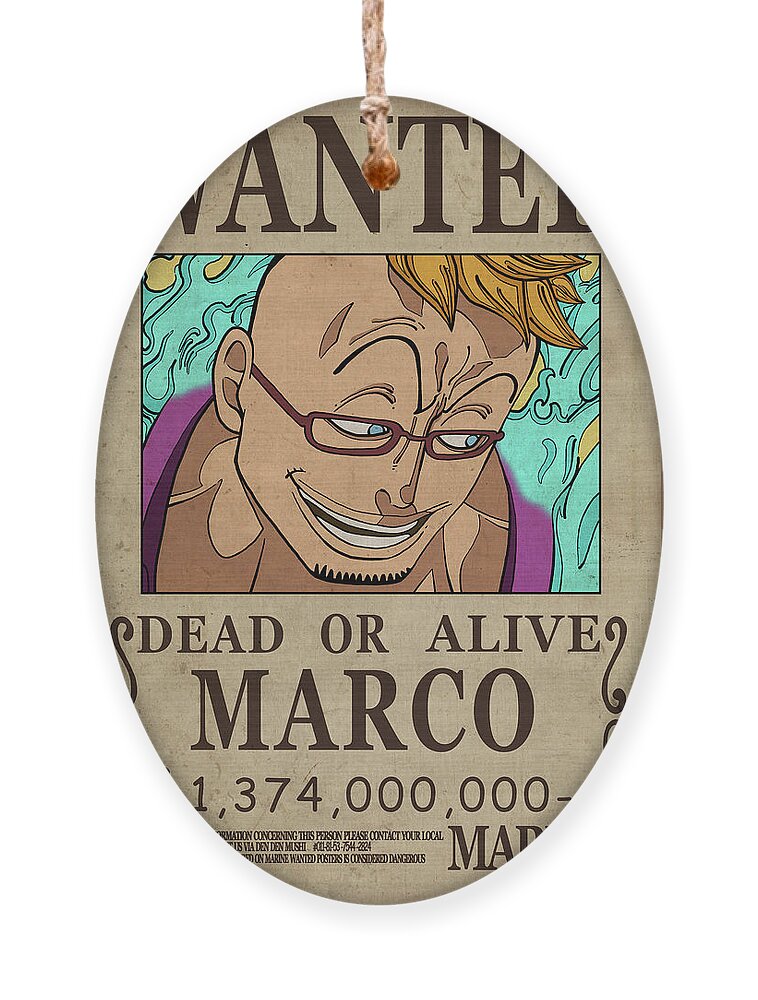 One Piece Wanted Poster - MARCO Ornament by Niklas Andersen - Fine Art  America
