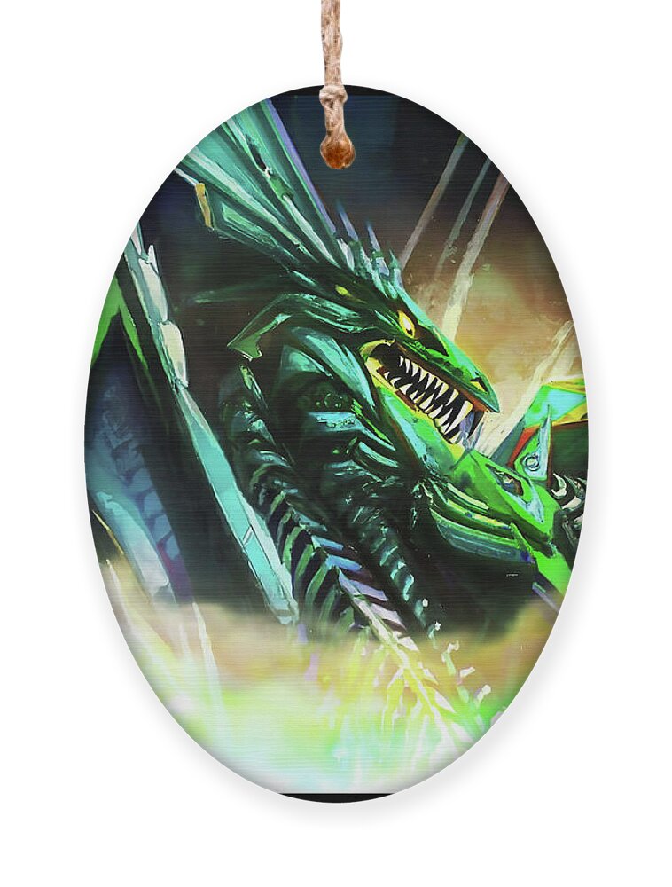 Monster Ornament featuring the digital art One Winged Draconian by Shawn Dall