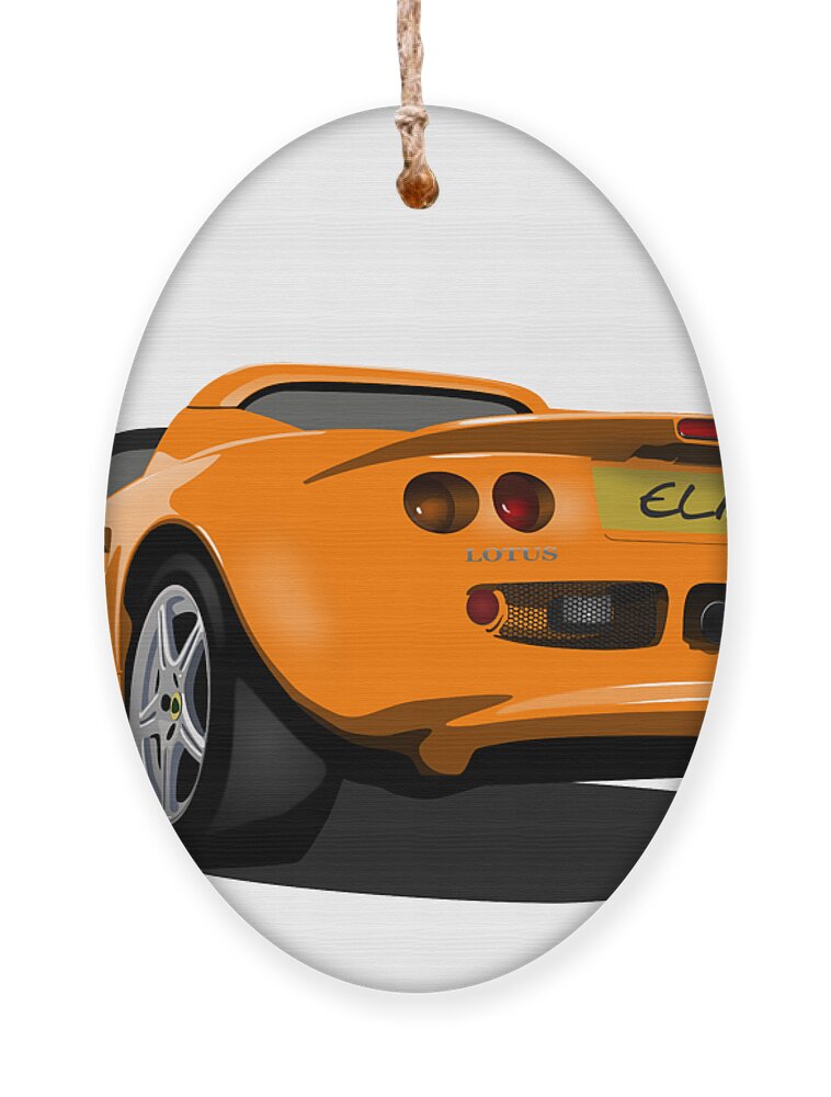 Sports Car Ornament featuring the digital art Orange S1 Series One Elise Classic Sports Car by Moospeed Art