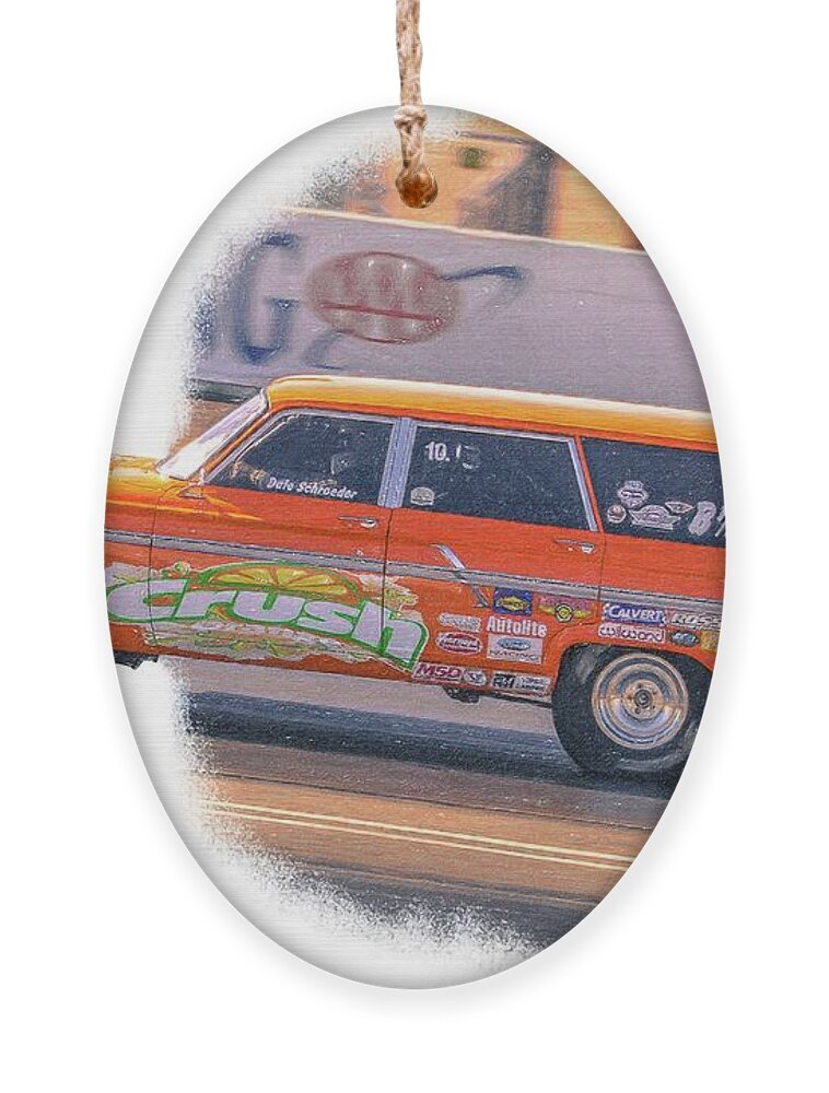 Orange Ornament featuring the drawing Orange leaping out by Darrell Foster