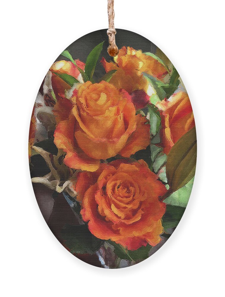 Flowers Ornament featuring the photograph Orange Roses by Brian Watt