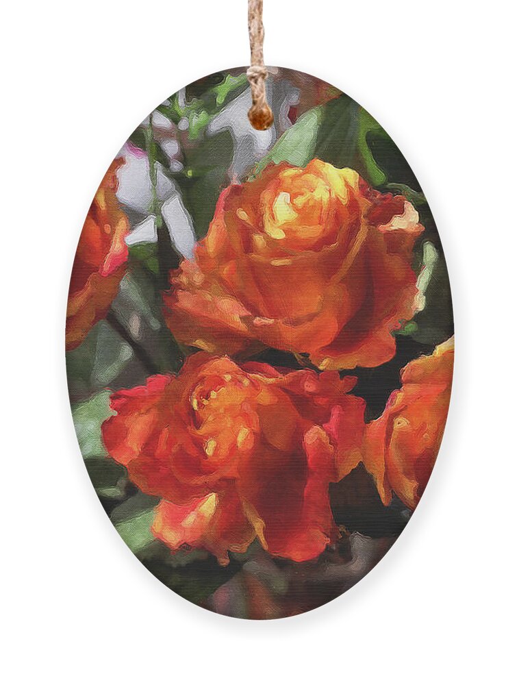 Flowers Ornament featuring the photograph Orange Roses Too by Brian Watt