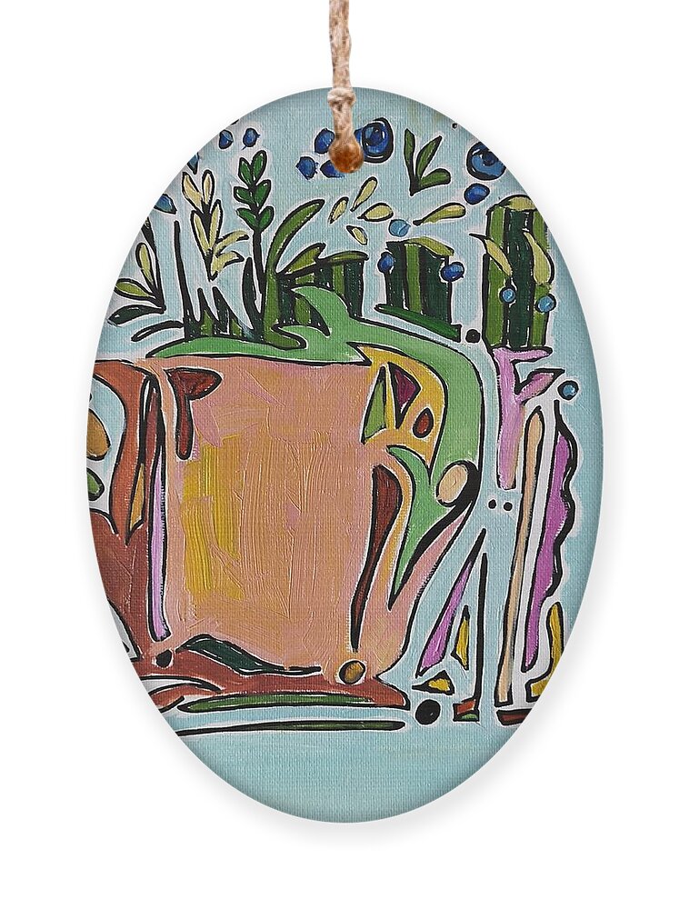 Still Life Ornament featuring the painting Orange Vase by Sheila Romard