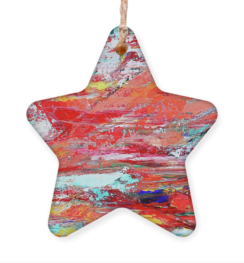 Mountains Ornament featuring the painting Orange Vista by Teresa Moerer