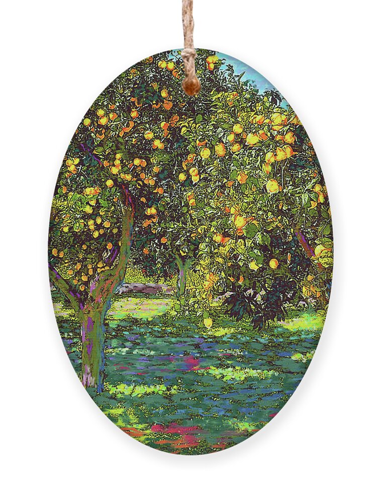 Landscape Ornament featuring the painting Orchard of Lemon Trees by Jane Small