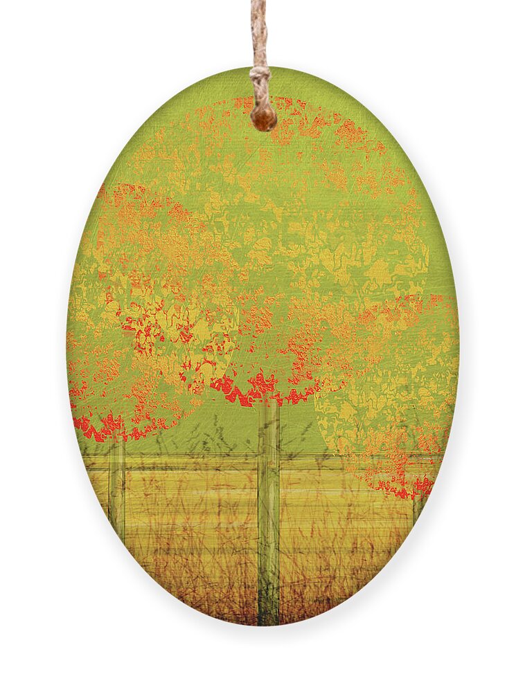 Abstract Ornament featuring the painting Original Golden Trees Abstract Painting by Sannel Larson