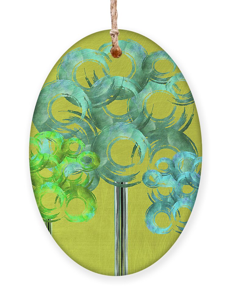  Green Ornament featuring the painting Enso Trees Abstract Painting by Sannel Larson