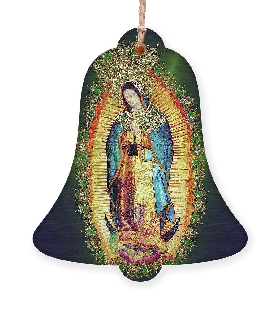 Aztec Ornament featuring the mixed media Our Lady of Guadalupe Mexican Virgin Mary Aztec Mexico by Juan Diego