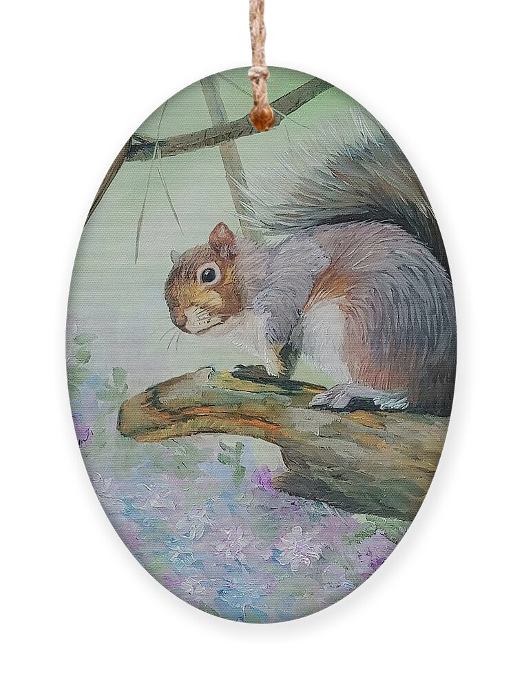 Squirrel Ornament featuring the painting Out on a Limb by Connie Rish