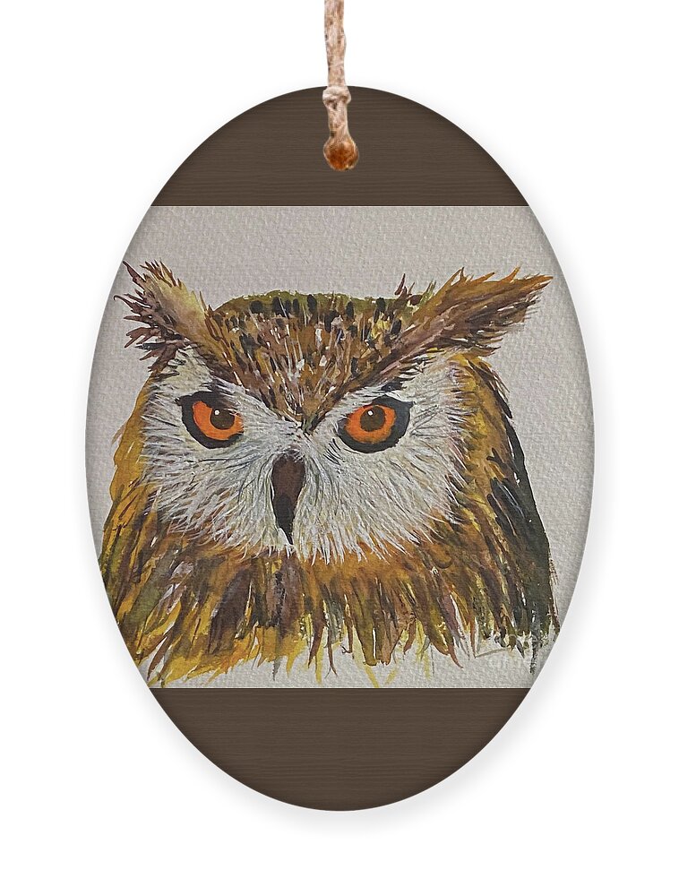 Owl Ornament featuring the painting Owl by Lisa Neuman