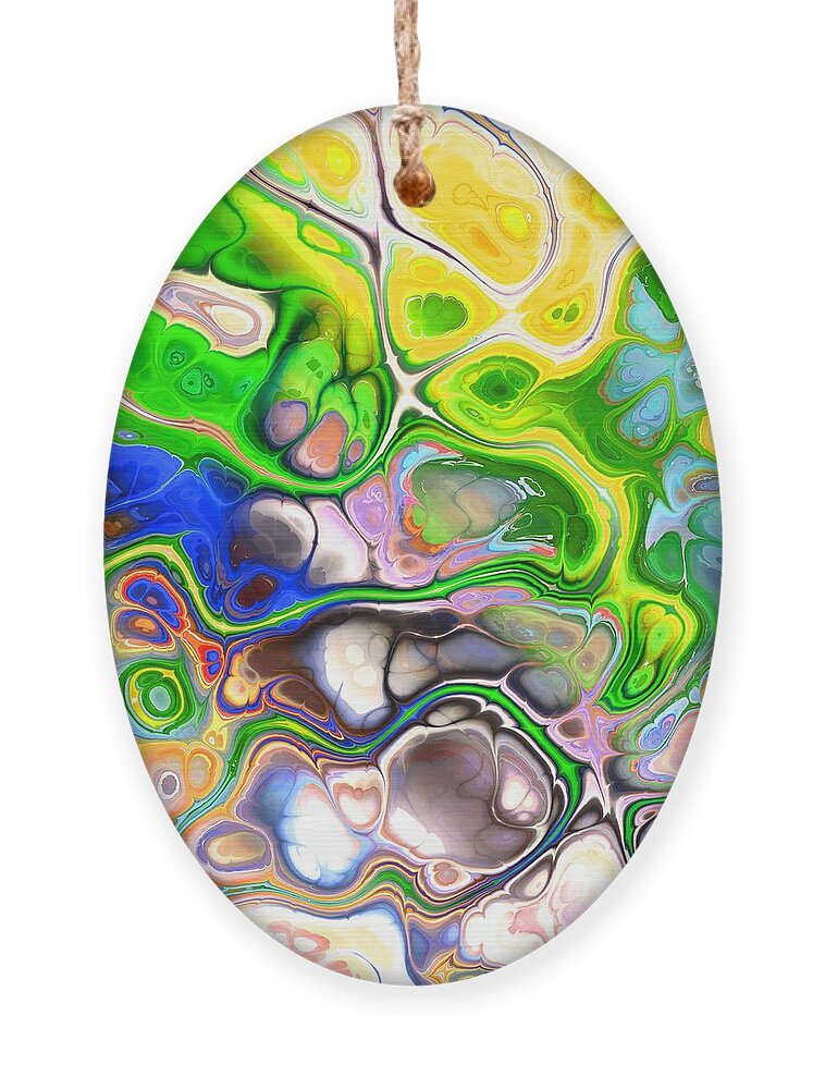 Colorful Ornament featuring the digital art Paijo - Funky Artistic Colorful Abstract Marble Fluid Digital Art by Sambel Pedes