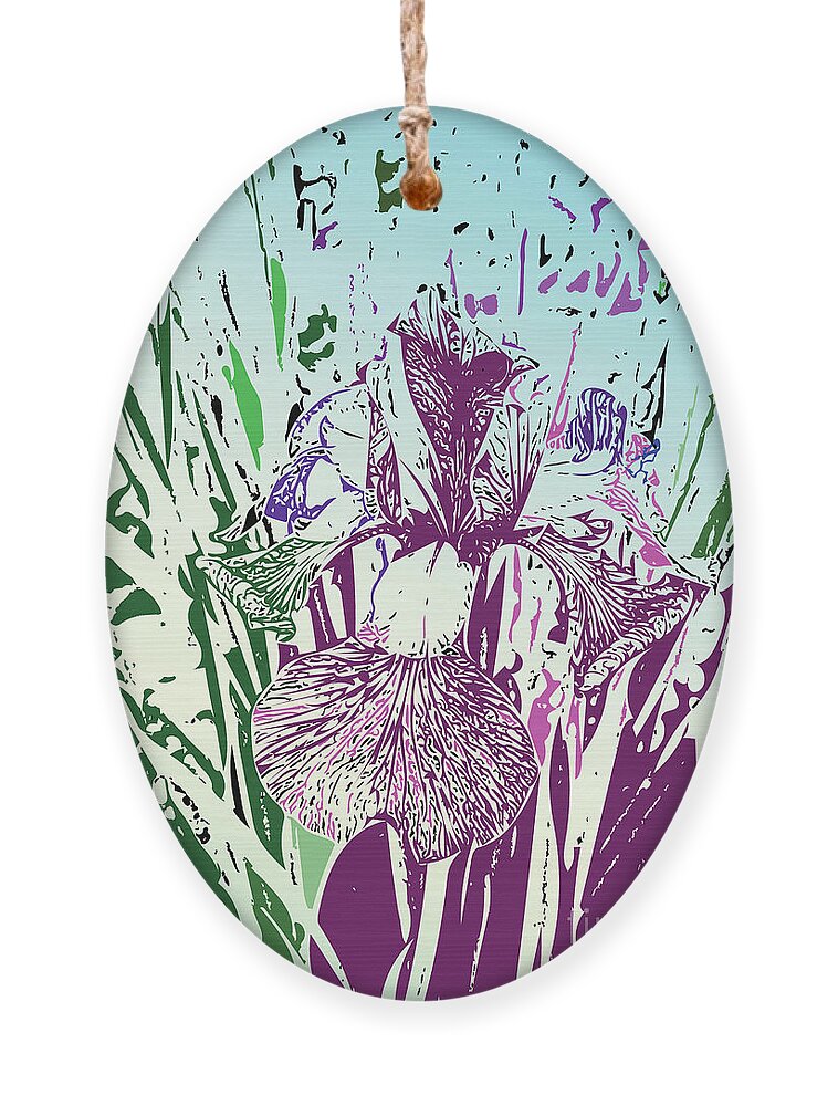 Iris Ornament featuring the digital art Painted Iris by Bentley Davis