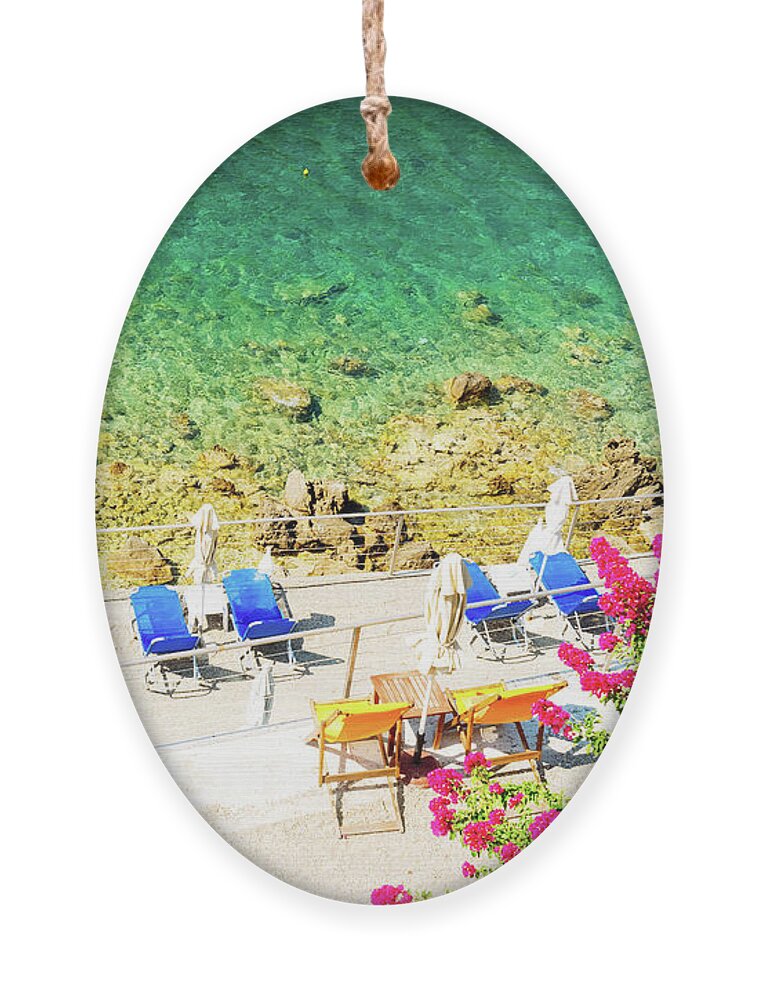 Korfu Ornament featuring the photograph Paleokastritsa beach on Korfu by Anastasy Yarmolovich