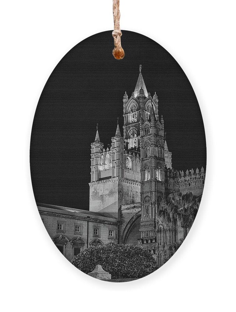 Italy Ornament featuring the photograph Palermo Cathedral at Night by Monroe Payne