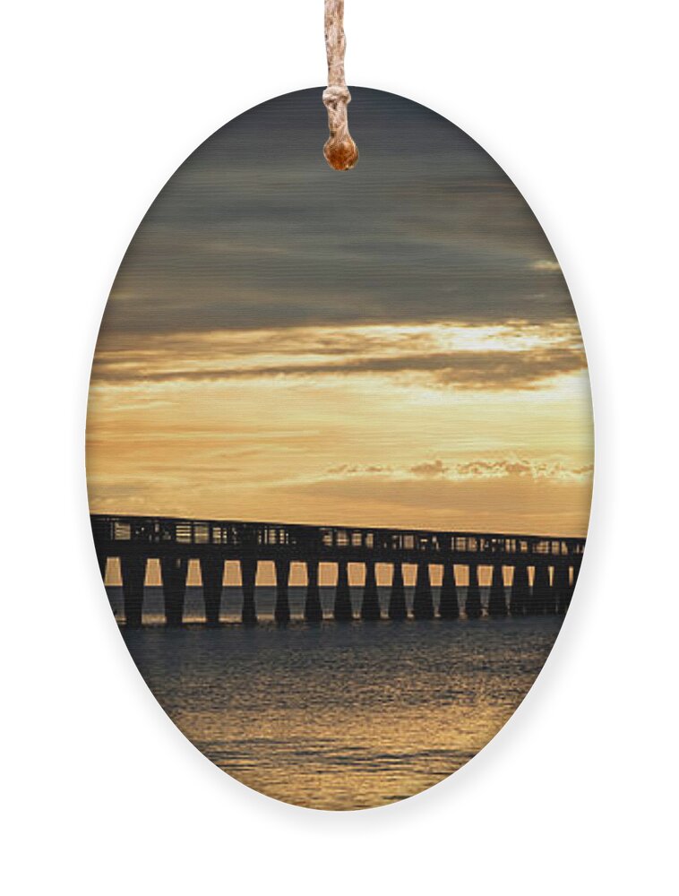 Florida Ornament featuring the photograph Panoramic of Naples Pier by Ed Taylor