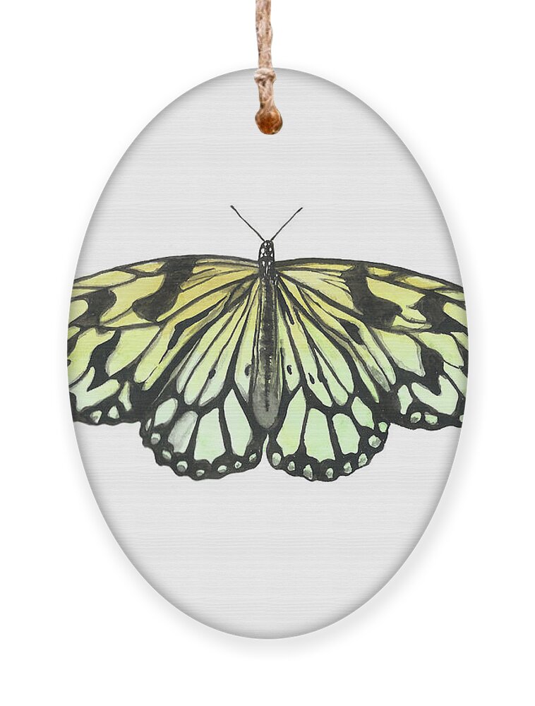 Butterfly Ornament featuring the painting Paper Kite Butterfly by Pamela Schwartz
