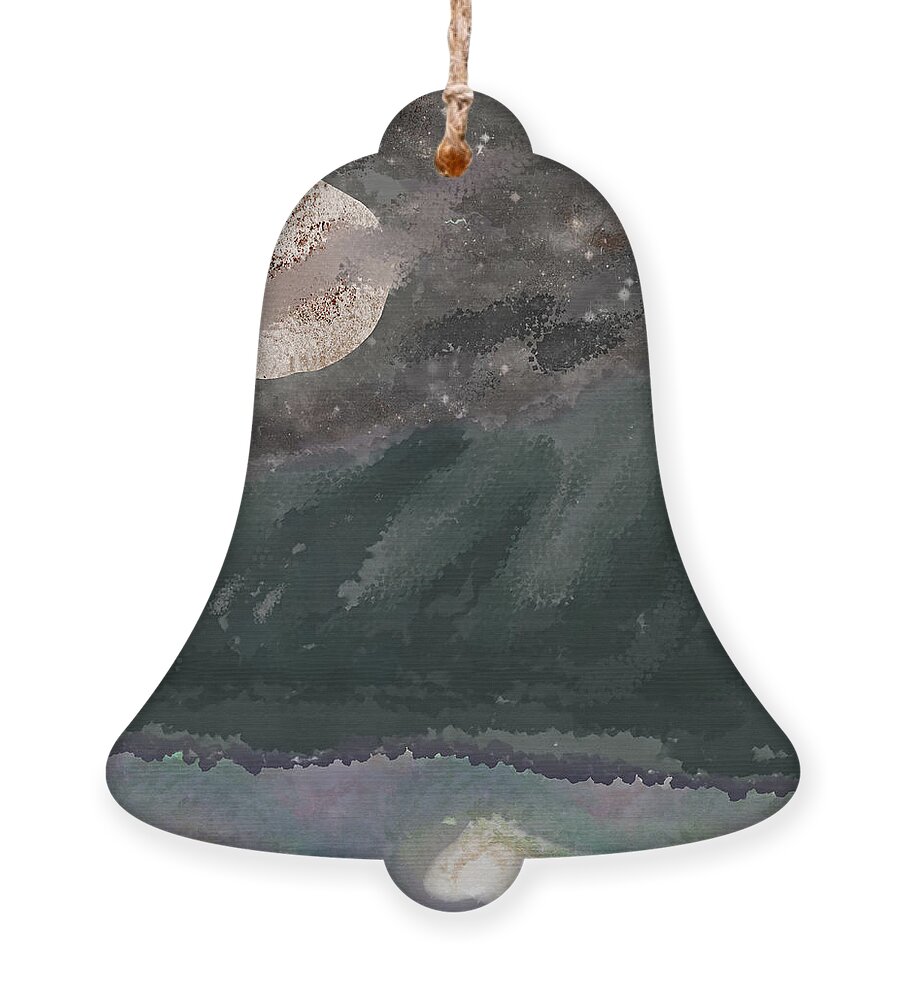 Full Moon Ornament featuring the digital art Paper Moon above a Mountain Lake by Bentley Davis