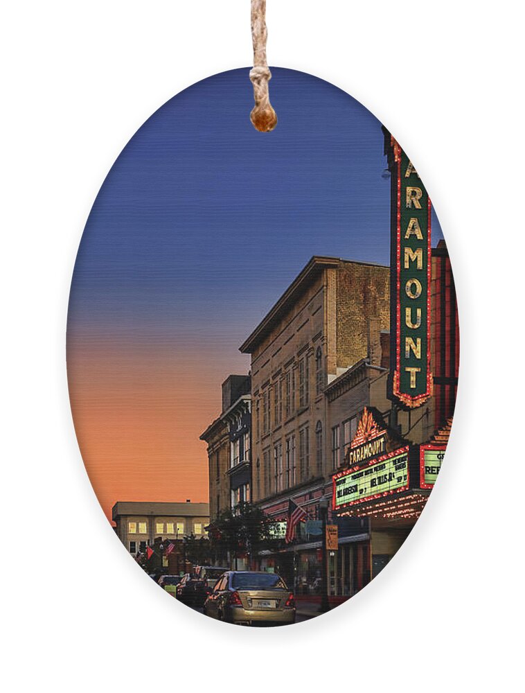 Night Ornament featuring the photograph Paramount Theater at Sunset by Shelia Hunt