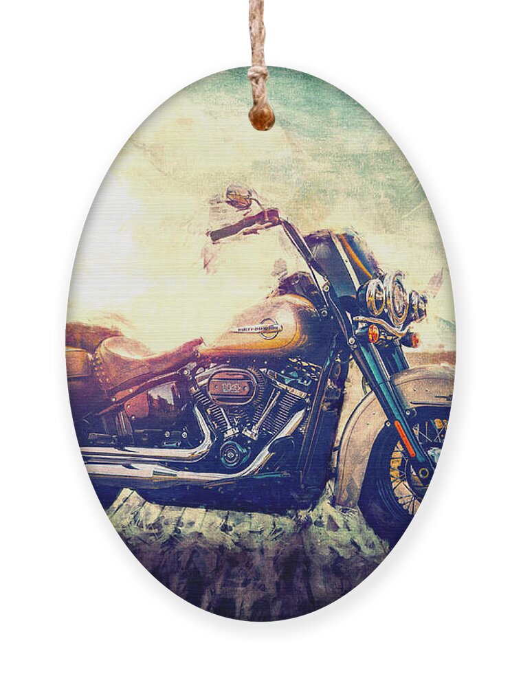Motorcycle Ornament featuring the digital art Parked Motorcycle by Phil Perkins