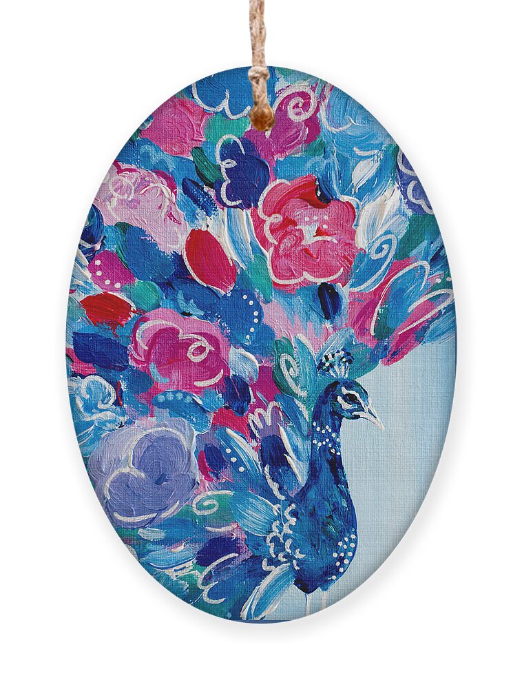 Peacock Ornament featuring the painting Party Animal by Beth Ann Scott