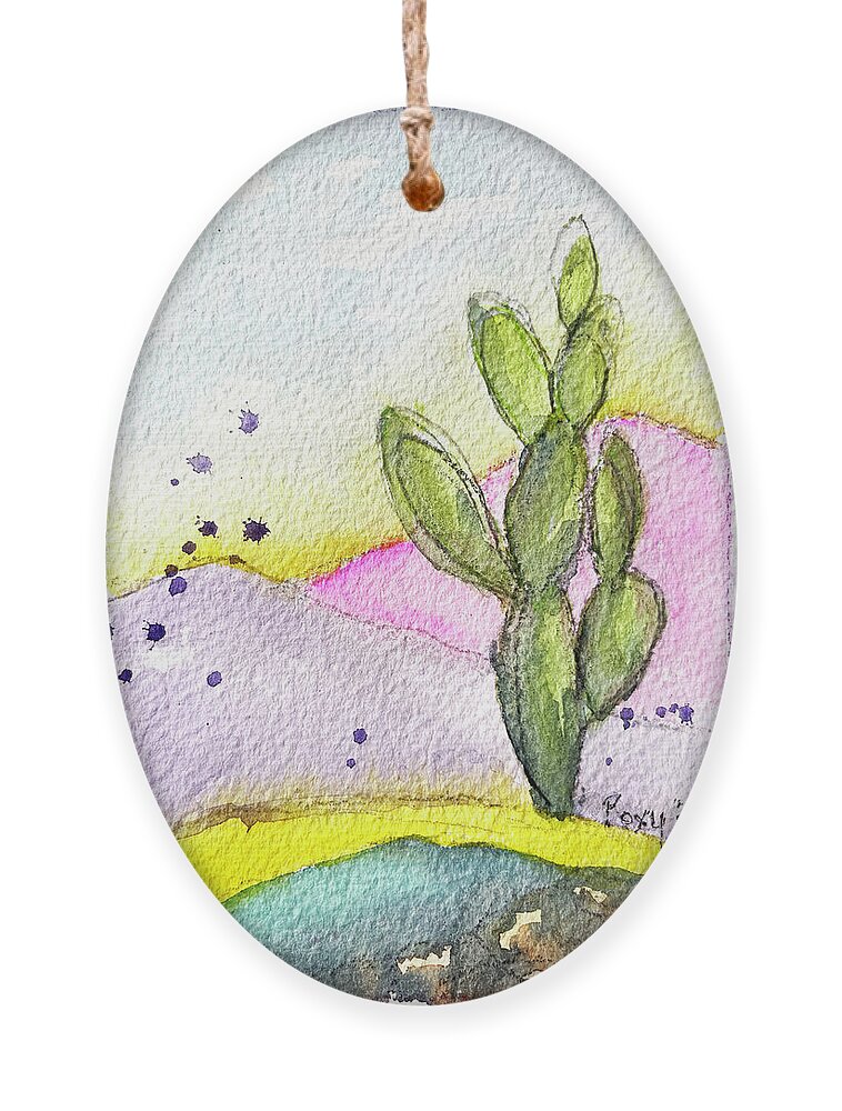 Pastel Ornament featuring the painting Pastel Cactus by Roxy Rich
