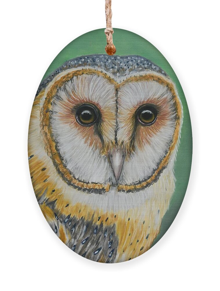 Barn Owl Ornament featuring the pastel Pastel Drawing Female Barn Own by Melissa Bittinger