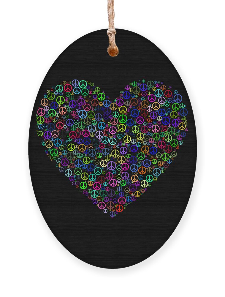 Funny Ornament featuring the digital art Peace And Love Peace Sign Heart by Flippin Sweet Gear