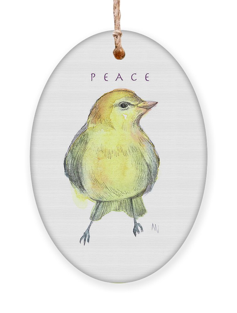 Bird Ornament featuring the mixed media Peace Bird by AnneMarie Welsh