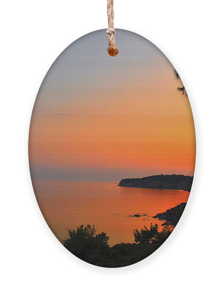 Amazing Sunset Ornament featuring the photograph Peace of Harmony Sunset In The Bay 02 by Leonida Arte