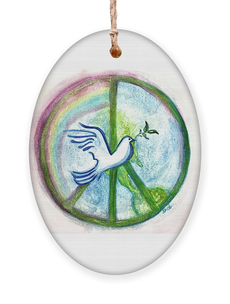 Peace Sign Ornament featuring the painting Peace on Earth by Deb Stroh-Larson