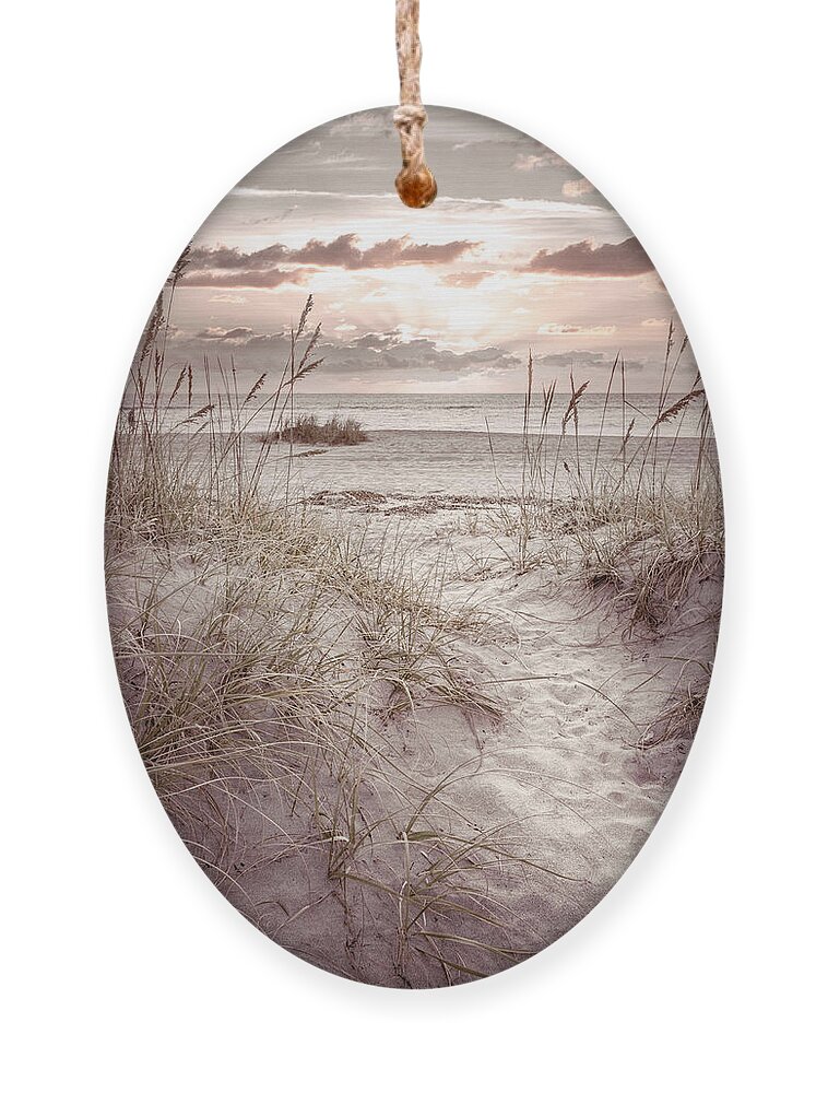 Clouds Ornament featuring the photograph Peaceful Beach Dunes at the Cottage by Debra and Dave Vanderlaan