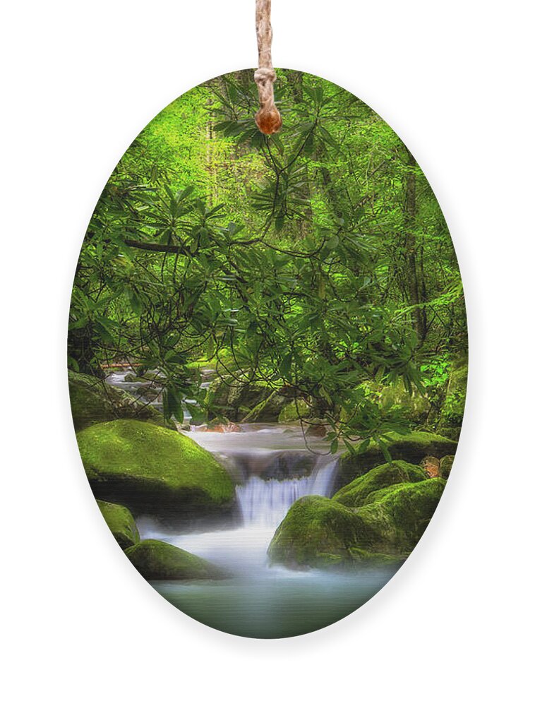 Waterfall Ornament featuring the photograph Peaceful Cascades in the Forest by Shelia Hunt