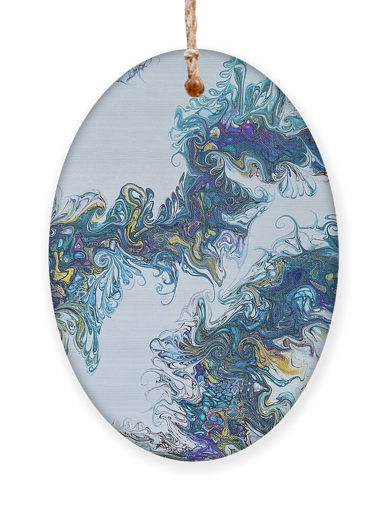 Peacock Ornament featuring the painting Peacock Dragon Tales by Lucy Arnold