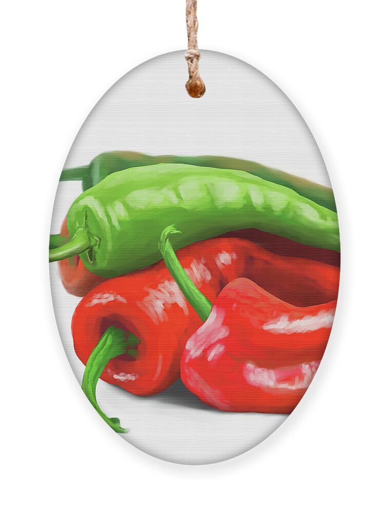 Peppers Ornament featuring the digital art Pepper Joy by Rohvannyn Shaw