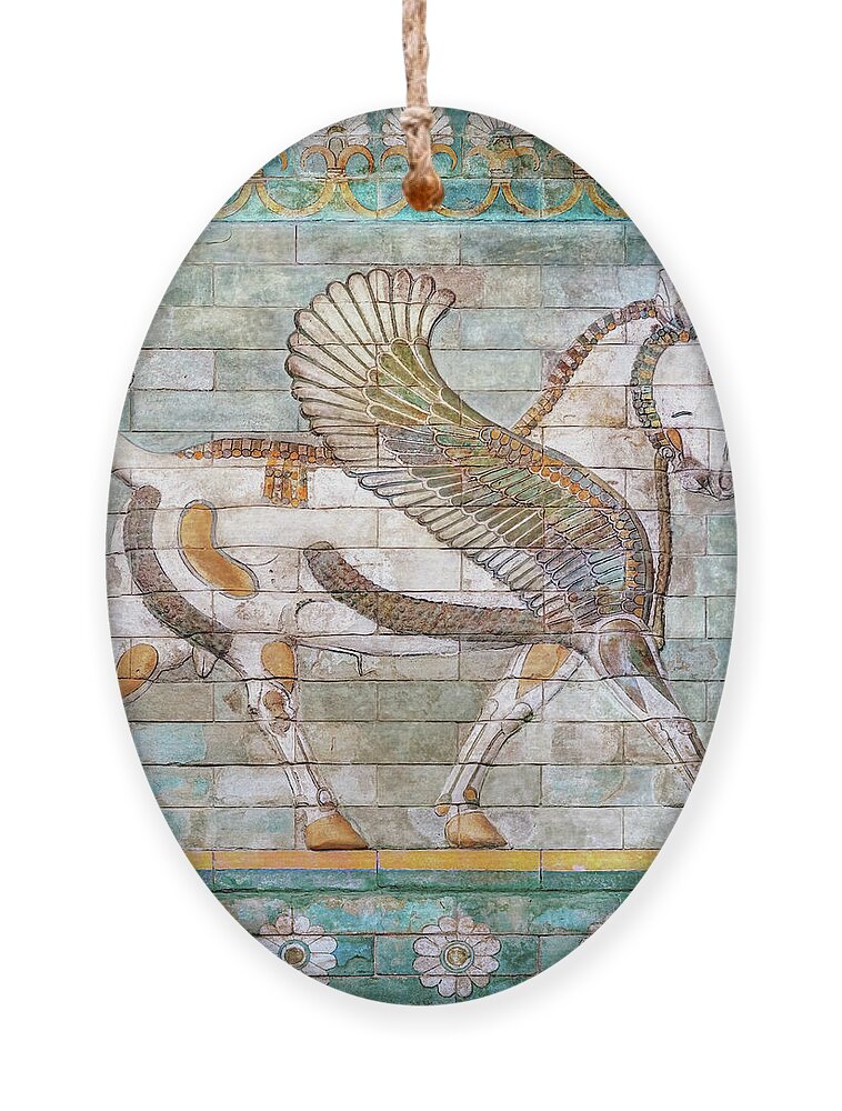Persian Bull Ornament featuring the photograph Persian Winged Bull by Weston Westmoreland