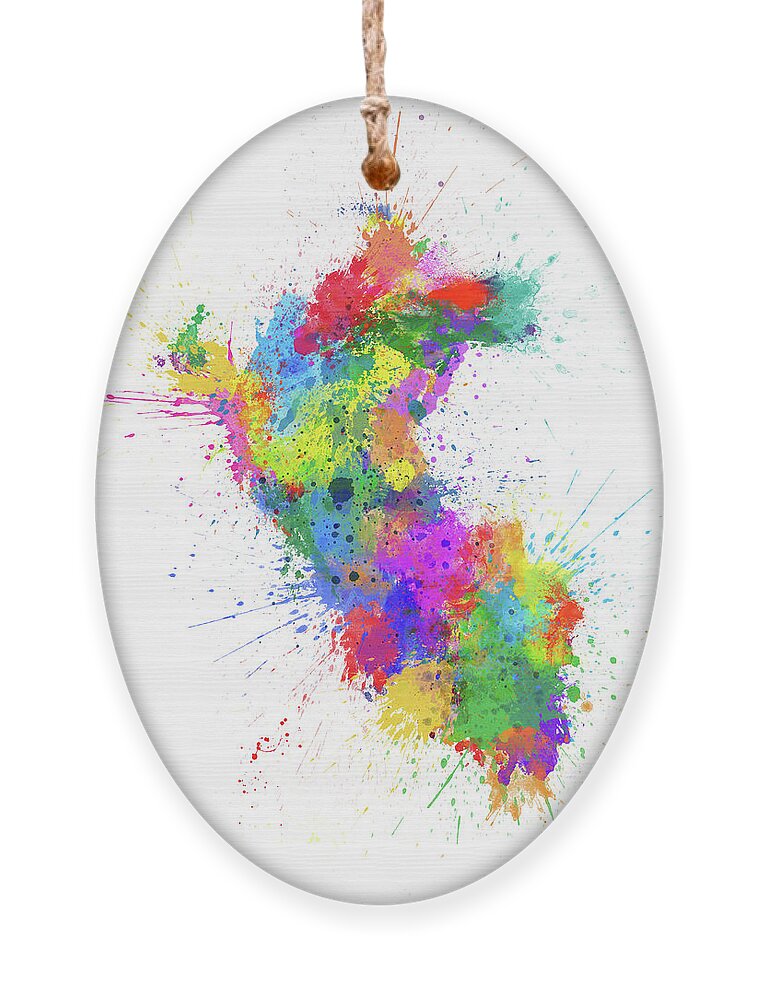 Peru Map Ornament featuring the digital art Peru Paint Splashes Map by Michael Tompsett