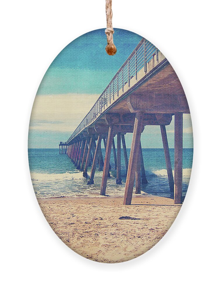 Hermosa Beach Ornament featuring the photograph Pier at Hermosa Beach by Phil Perkins