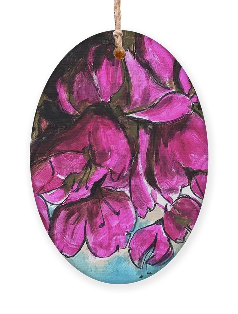  Ornament featuring the painting Pink Flowers by Angie ONeal