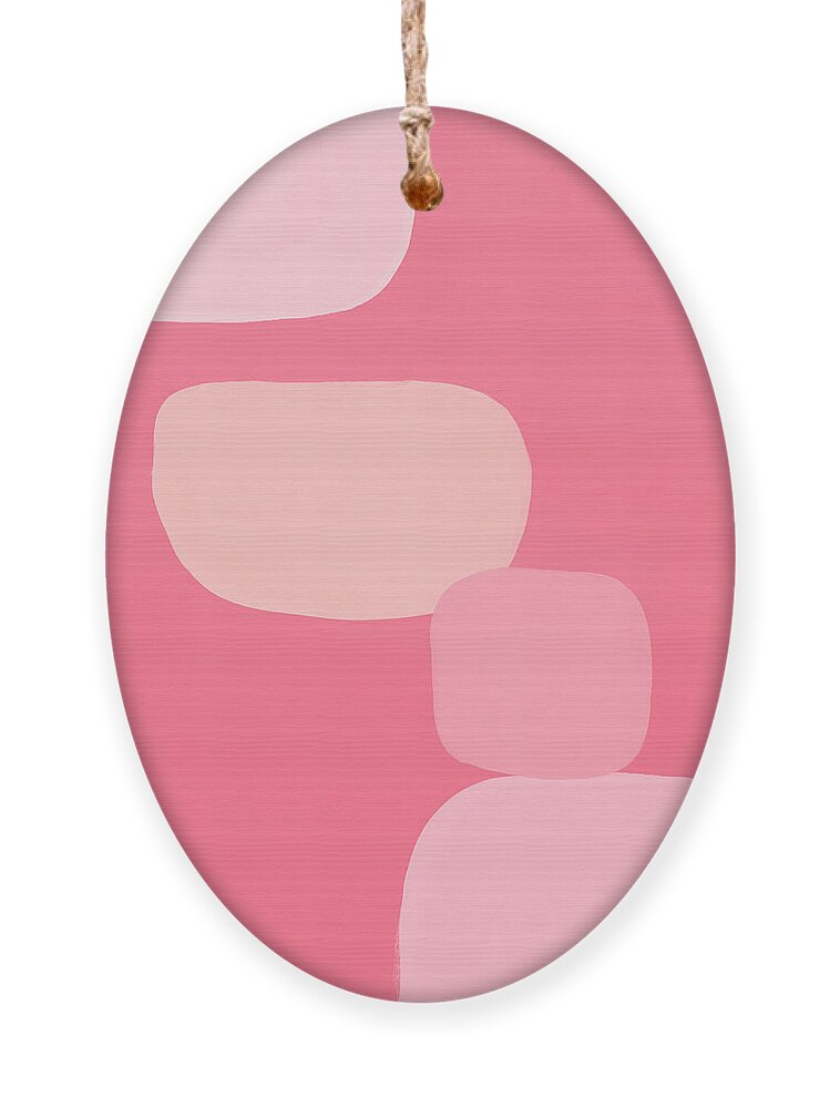 Pink Ornament featuring the mixed media Pink Modern Stones- Art by Linda Woods by Linda Woods