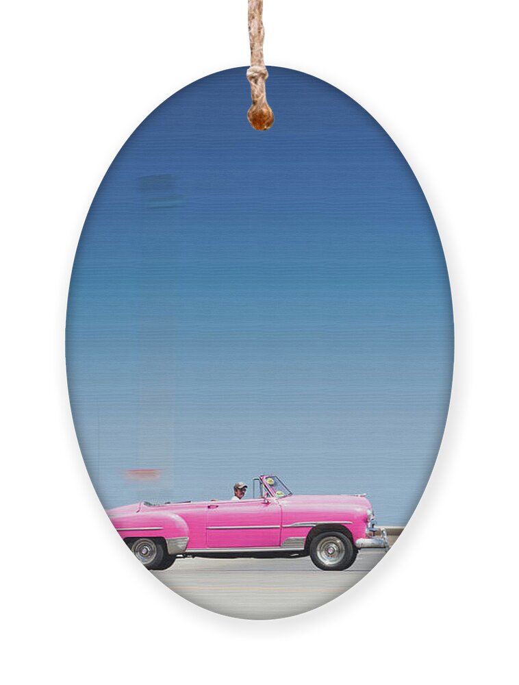 Cuba Ornament featuring the photograph Pink on Blue by Mark Gomez