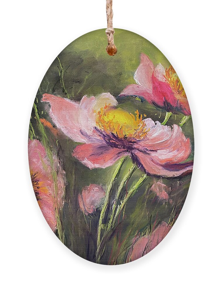 Pink Ornament featuring the painting Pink Poppies by Charlene Fuhrman-Schulz