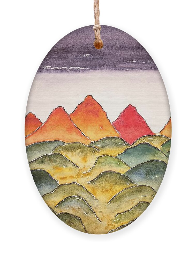 Watercolor Ornament featuring the painting Planetscape Gamma by John Klobucher