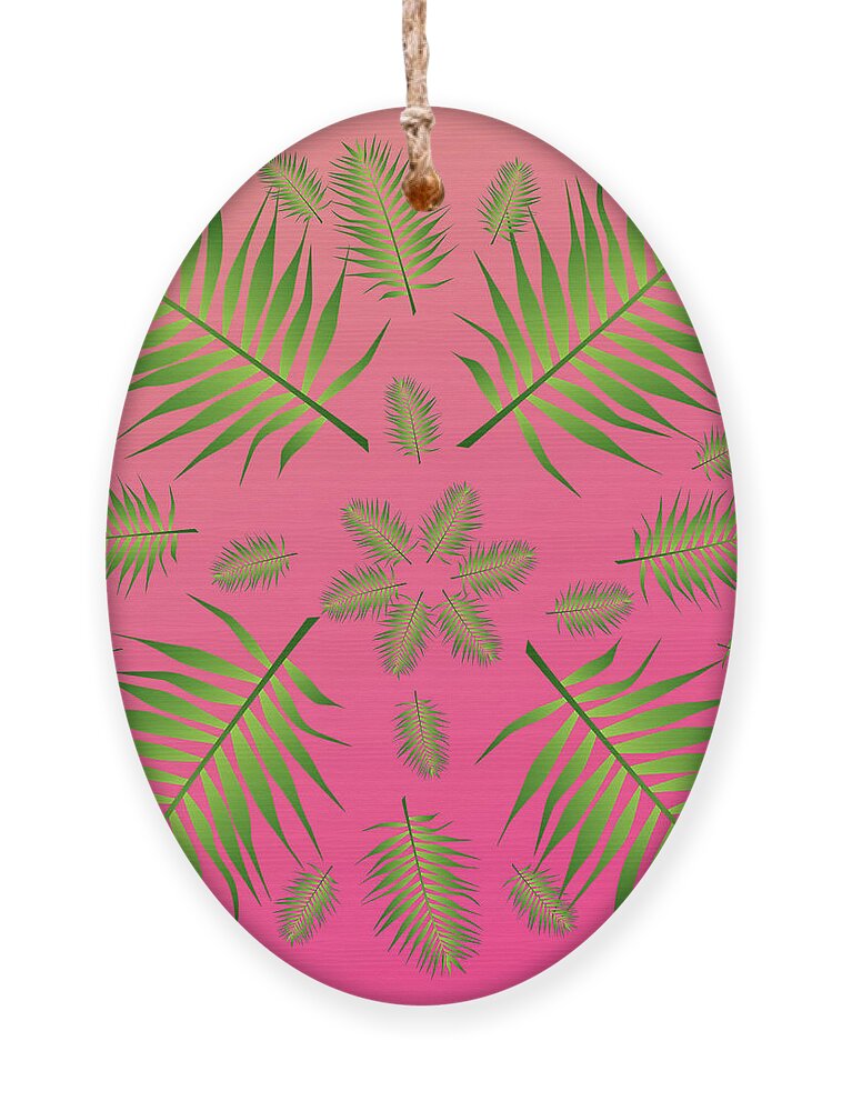 Palm Ornament featuring the digital art Plethora of Palm Leaves 11 on a Magenta Gradient Background by Ali Baucom
