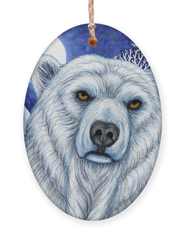 Polar Bear Ornament featuring the painting Polar Bear Moon by Amy E Fraser