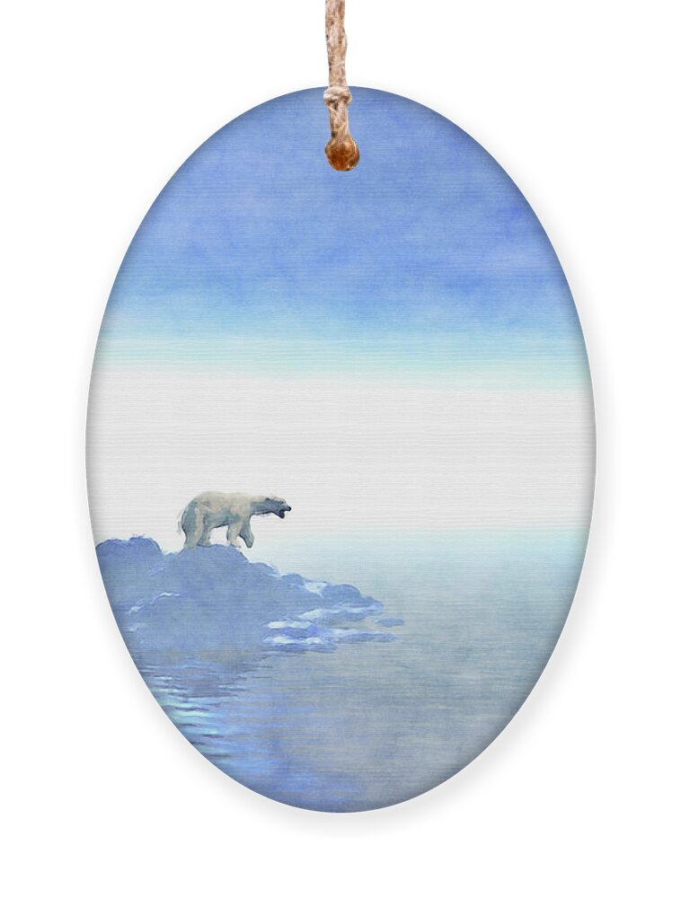 Polar Bear Ornament featuring the digital art Polar Bear On Iceberg by Phil Perkins