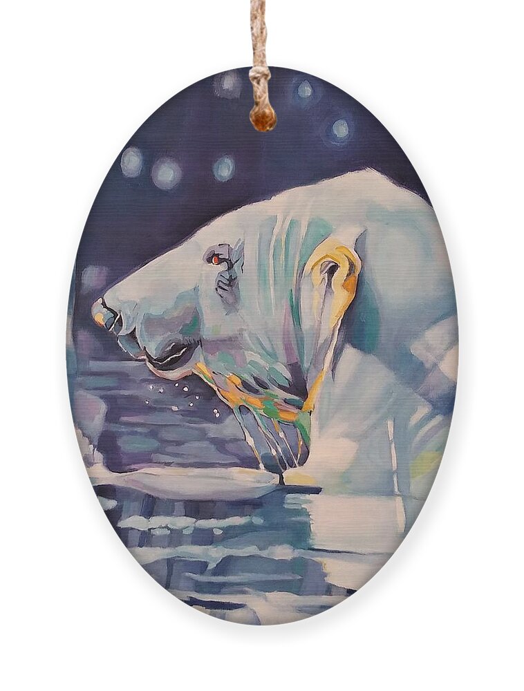 Polar Bear Ornament featuring the painting Polar Chill by Jean Cormier