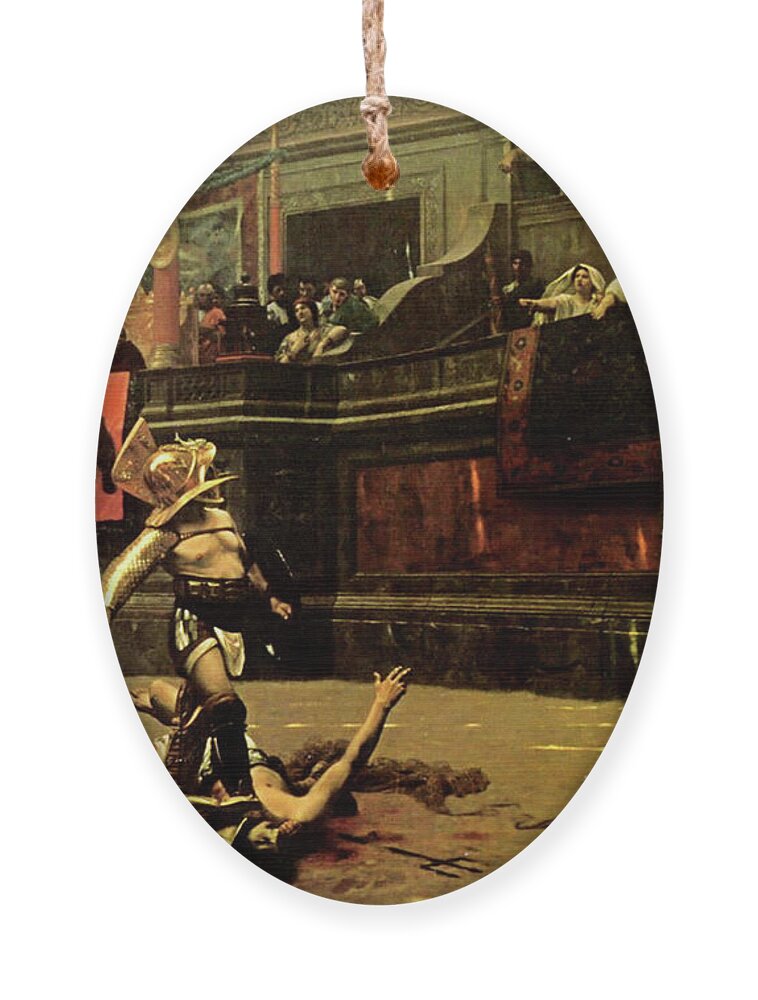 Pollice Verso Ornament featuring the painting Pollice Verso by Jean Leon Gerome