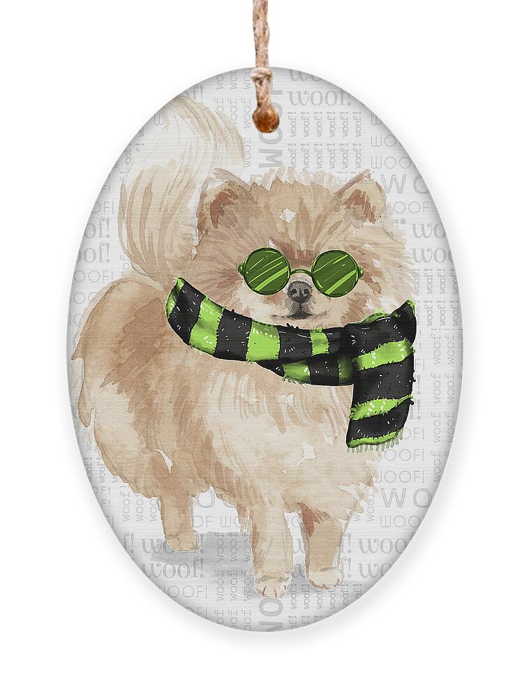  Pomeranian Ornament featuring the digital art Pomeranian Christmas Dog by Doreen Erhardt